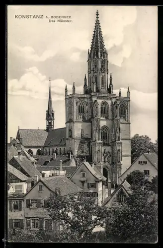 AK Konstanz a. Bodensee, Das Münster aus der Vogelschau