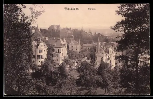 AK Wiesbaden, Teilansicht des Ortes im Nerotal