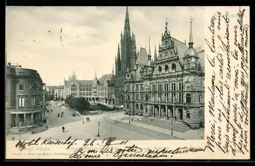 AK Wiesbaden, Höhere Mädchenschule, Evangelische Kirche und Königliches Palais