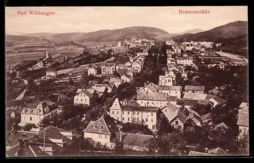 AK Bad Wildungen, Brunnenallée mit Hügeln