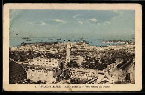 AK Buenos Aires, Plaza Britanica y Vista parcial del Puerto