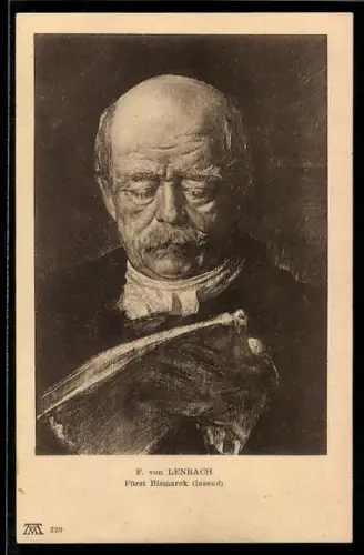 Künstler-AK Bismarck lesend, Portrait