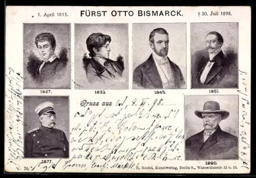 AK Portraits von Fürst Otto von Bismarck von 1827-1890