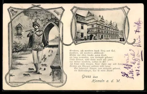 AK Hameln, Der Rattenfänger von Hameln, Rattenfängerhaus