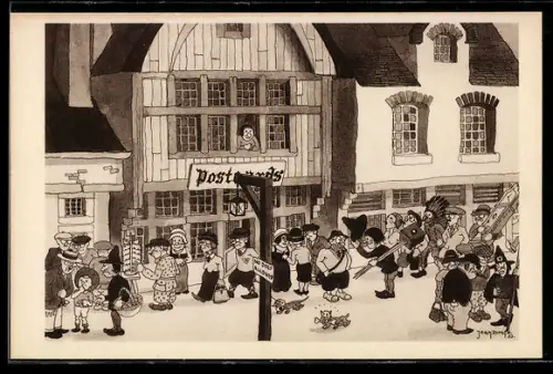 Künstler-AK Jean Dratz: Chicago, World`s Fair 1933, Picturesque Belgium, Postcard-Shop