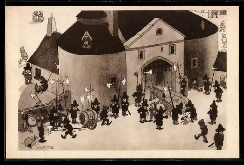 Künstler-AK Chicago, a Century of Progress, World's Fair 1933, the primitive gangsters in Old Belgium