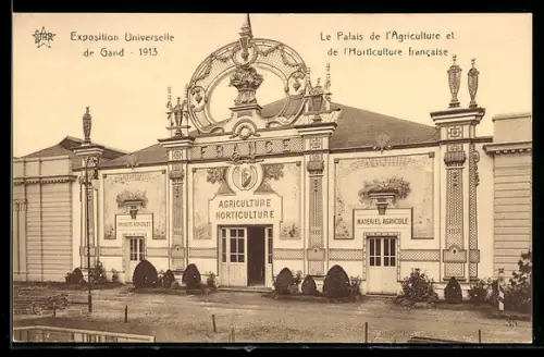 AK Gand, Exposition Universelle 1913, Le Palais de l`Agriculture et de l`Horticulture francaise, Ausstellung