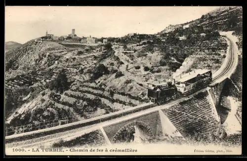 AK La Turbie, chemin de fer à Crémaillière, Bergbahn