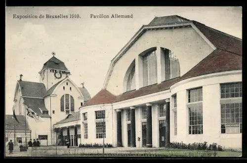 AK Brüssel, Exposition 1910, Entrée de la Allemande