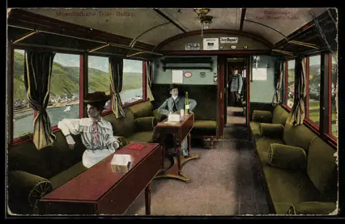 AK Innenansicht des Salonwagen der Moseltalbahn