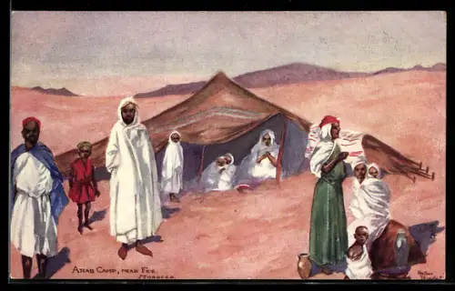 Künstler-AK Fez /Morocco, Arab Camp