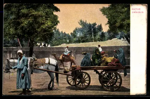 AK Native Omnibus, orientalischer Pferdekarren mit Passagieren