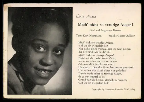 AK Portrait der Musikerin Leila-Negra, Mach` nicht so traurige Augen!