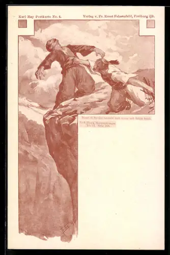 AK Karl May Postkarte No. 4, Reiseerzählungen Bd. VI. Seite 208