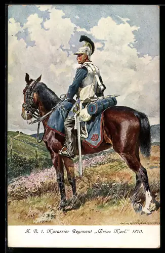 Künstler-AK Anton Hoffmann - München: K. B. 1. Kürassier Regiment Prinz Karl, 1870