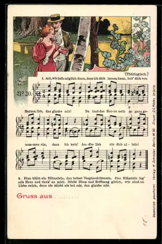 Lithographie Ach, wie ist`s möglich dann..., Liedtext und Noten