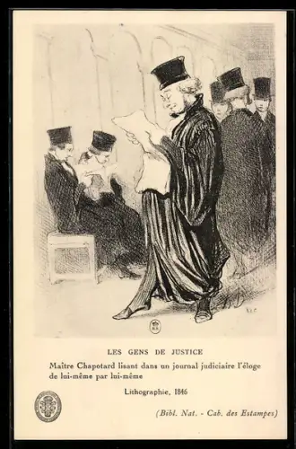 AK Les Gens de Justice, Maitre Chapotard lisant dans une journal judiciaire..., Jura