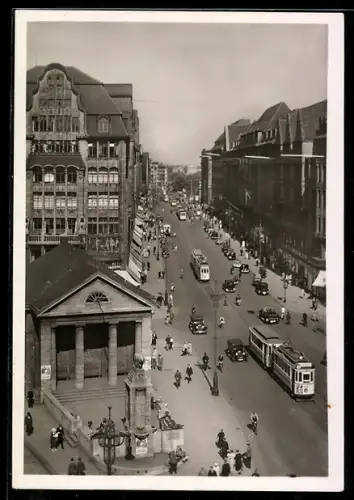 AK Hamburg, Mönckebergstrasse mit Strassenbahn
