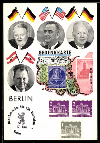 AK Porträts von Politikern, Willy Brandt, Gedenkkarte für Ostberlin