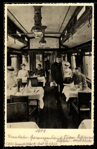 AK Eisenbahn-Speisewagenbetrieb Gustav Riffelmann, Innenansicht