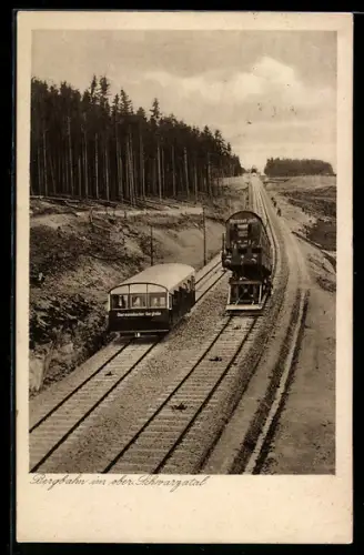 AK Lichtenhain - Oberweissbach, Bergbahn im oberen Schwarzatl, an der Ausweichstrecke