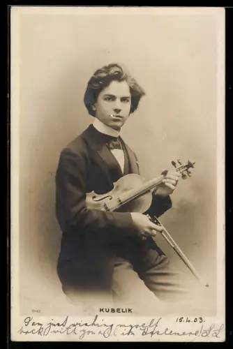 AK Portrait Musiker Kubelik mit Geige