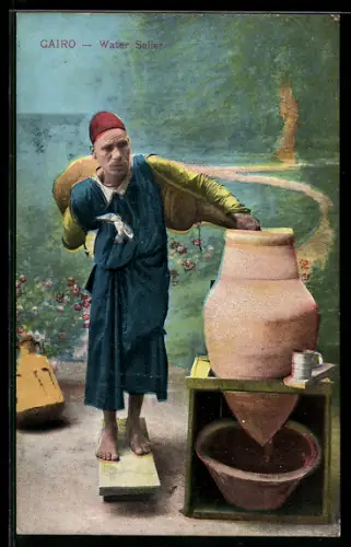 AK Cairo, Water Seller, arabischer Händler