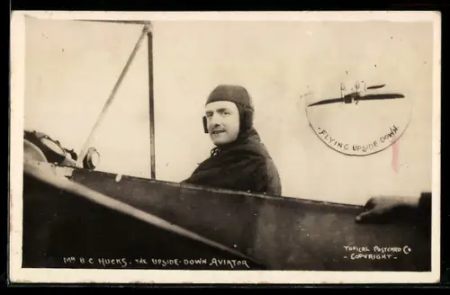 AK Pilot B. C. Hucks im Cockpit seines Flugzeuges und bei Flug-Vorführung