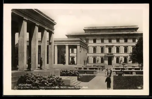 AK München, Königlicher Platz mit Ehrentempel und neues Führerhaus