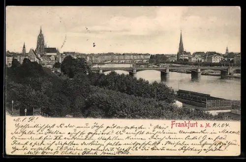 AK Frankfurt a. M., Teilansicht mit Kirche