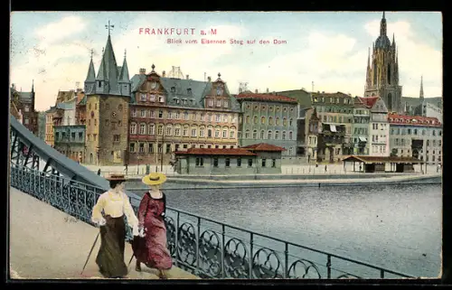 AK Alt-Frankfurt, Vom eisernen Steg, Blick auf den Dom