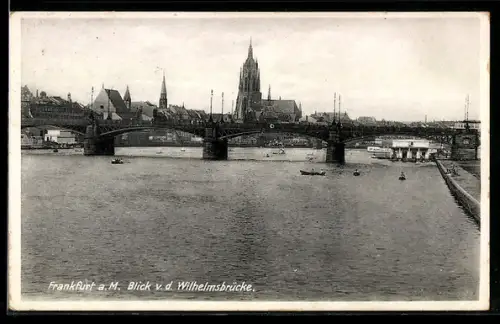 AK Alt-Frankfurt, Blick von der Wilhelmsbrücke auf Dom und Main