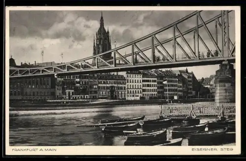 AK Alt-Frankfurt, Eiserner Steg mit Dom