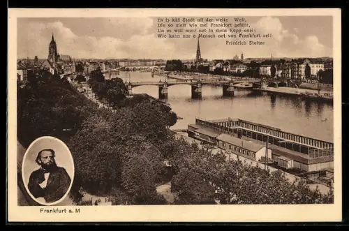 AK Alt-Frankfurt, Teilansicht mit Kirche, Friedrich Stoltze