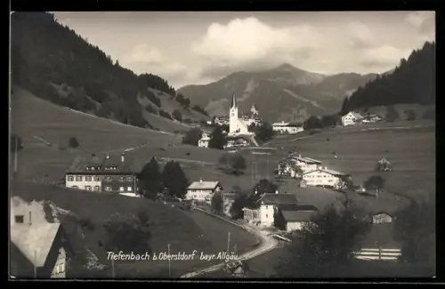 AK Tiefenbach, Ortsansicht mit Blick auf die Allgäuer Alpen