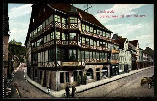 AK Wernigerode, Breitestrasse mit alten Häusern