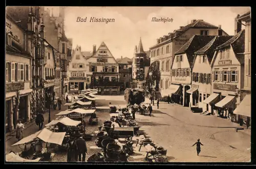AK Bad Kissingen, Marktplatz mit Ständen