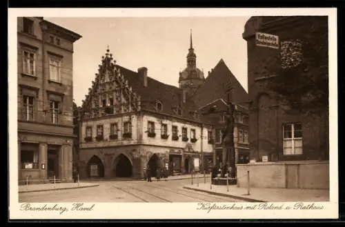 AK Brandenburg, Kurfürstenhaus mit Roland und Rathaus