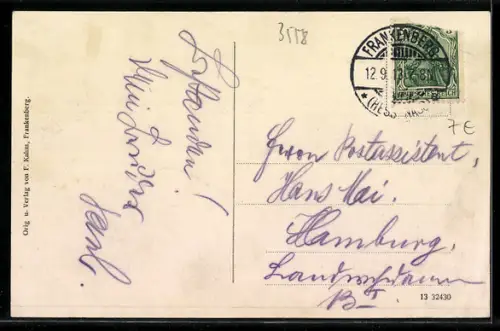 AK Frankenberg i. H., Rathaus vom Untermarkt