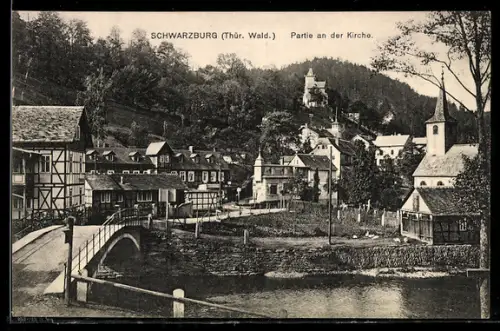 AK Schwarzburg /Thür. Wald, Partie an der Kirche