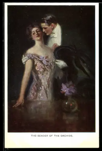 Künstler-AK Clarence F. Underwood: Blumensprache, Liebespaar