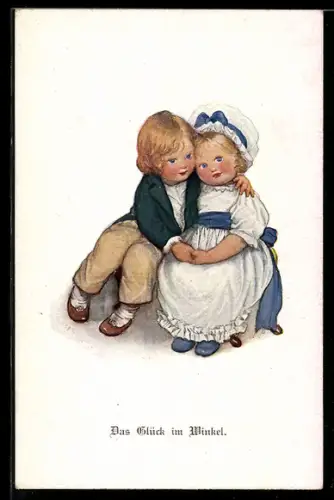 Künstler-AK M. Munk Nr. 1111: Junge mit Mädchen im Arm