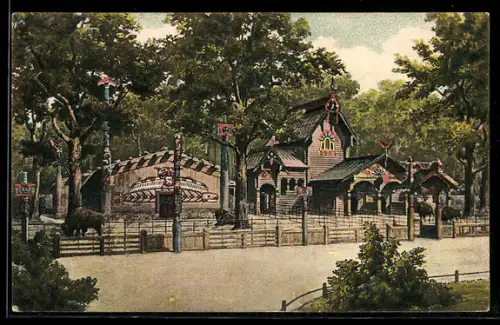 AK Berlin, Zoologischer Garten, Büffelgehege