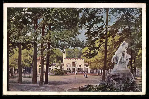 AK Berlin, Partie mit Kentaurenstatue im Zoologischer Garten