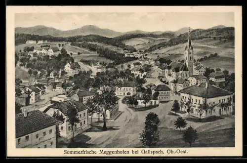 AK Meggenhofen bei Gallspach, Ortsansicht mit Kirche aus der Vogelschau