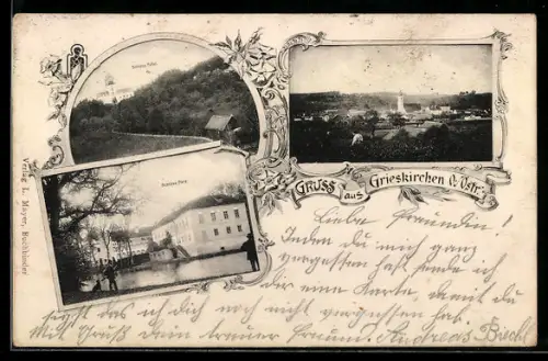 AK Grieskirchen /O.Östr., Schloss Parz, Schloss Tollet, Ansicht der Ortschaft