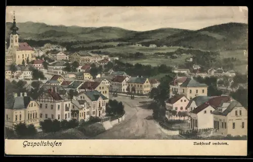 AK Gaspoltshofen /Ob.-Öst., Ortsansicht mit Kirche aus der Vogelschau