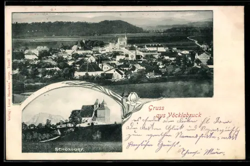 AK Vöcklabruck, Ortsansicht mit Kirche, Schöndorf