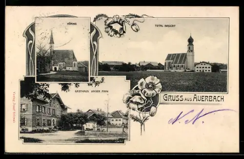 AK Auerbach /O.-Oe., Gasthaus Kaiser Park, Höring, Totalansicht