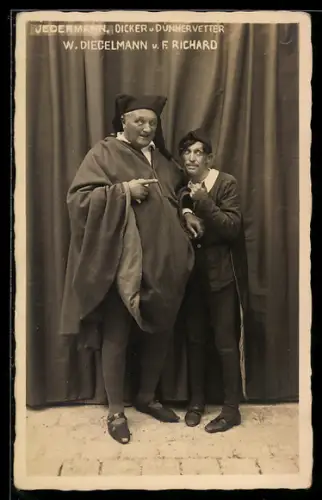 AK Salzburg, Salzburger Festspiele, Jedermann, dicker und dünner Vetter, W. Diegelmann und F. Richard